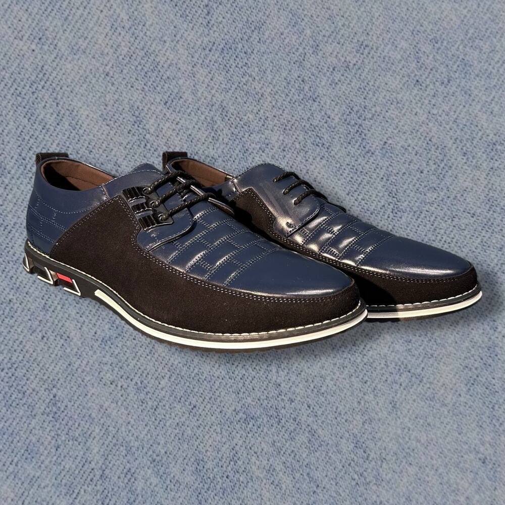 Gatsby Men’s Blue & Black Suede Oxford Orthopedic Dress Shoes – Size 11